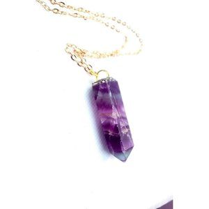 Flourite and pyrite crystal tower Necklace handmade pendulum